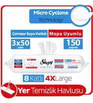 Easy Clean Çamaşır Suyu Katkılı Mopa Uyumlu Yer Temizlik Havlusu&Mendili 3x50 (150 Yaprak)