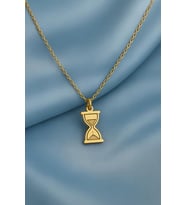 Kişiye Özel 925 Ayar Gümüş Sonsuzluk & Zaman Temalı Zarif Kum Saati Kolye (Gold)