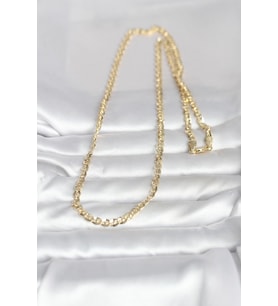 14K Gold Renk Yassı Oval Zincirli 60 cm Kadın Kolye (CM) (Standart)