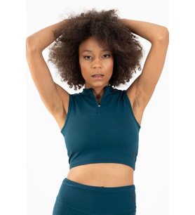 Maraton SlimFit Kadın Balıkçı Yaka  Turkuaz Crop Top