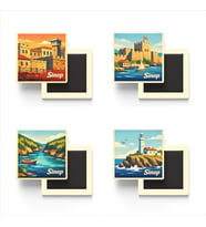 Sinop - Baskılı Buzdolap Magneti Kare - 9x9 cm - 4 Adet
