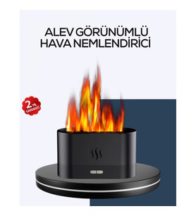 Mey İthalat® Aromatik Oda Kokusu Difüzörü Alev Tasarımlı LED Işıklı Nemlendirici