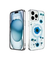 iPhone 14 Pro Max Kılıf Daisy Simli Magsafe Kapak - Mavi