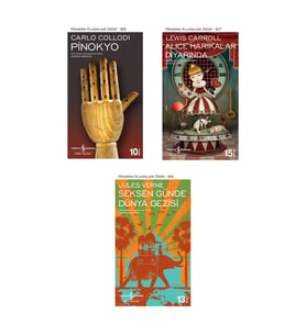 Pinokyo + Alice Harikalar Diyarında + Seksen Günde Dünya Gezisi- 3 Kitap Set - Iş Bankası Özel Set