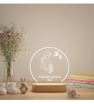 KİŞİSELLEŞTİRİLEBİLİR Ebe Hemşire Hediyesi LED Işıklı Ahşap Masa İsimliği (Şeffaf)
