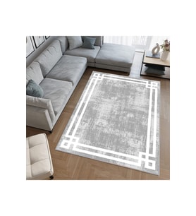 Rovigo Home Dijital Baskı Yıkanabilir Kaymaz Taban Salon Halısı RVG0495 (Gri)