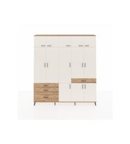 Arges Dolap 8 Raflı 4 Çekmeceli 3 Askılı 220x30x243 Çam-Aytaşı/Çam