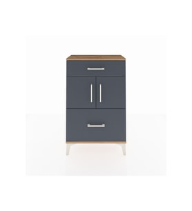Arges Komodin Tek Raflı 2 Çekmeceli 2 Kapaklı 60x30x96 Çam-Antrasit
