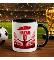 BK Gift Kişiye Özel Türkiye Taraftar Temalı 2026 Dünya Kupası Tasarımlı Siyah Kupa Bardak -7, Tek Yürek Milli Takım Ruhu