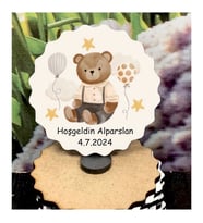 Ahşap Magnet - Doğum Günü* Bebek * Yeni Doğan * Sünnet * Diş Buğdayı  SEVİMLİ AYI
