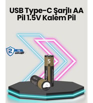 Yüksek Performanslı AA USB Şarjlı Lityum Pil 1.5V Sabit Güç 2’li Paket