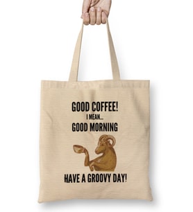 GOOD MORNING Funny Coffee Drinks Lover Gift Quote - Vintage Retro Rainbow Style Bez Çanta Uzun Saplı