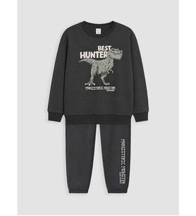 LCW Kids Antrasit Baskılı Erkek Çocuk Sweatshirt Ve Eşofman Altı Takım