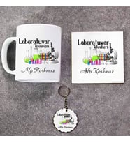 Laboratuvar Teknikeri Kupa Bardak Altlık ve Anahtarlık Hediye Seti (Model 1)