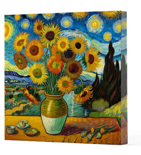 Van Gogh 10 Ayçiçekleri - Çizgisiz Yan Boyamalı Defter