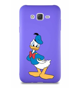 Samsung Galaxy J7 Core Soft Premier Kapak Donald Duck-D Tasarımlı Silikon Kılıf - Mor (Şeffaf)