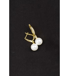 925 Ayar Gümüş Elegance Küre İnci Küpe (Altın)