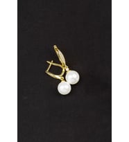 925 Ayar Gümüş Elegance Küre İnci Küpe (Altın)