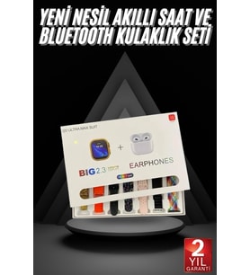 Akıllı Saat Air Kulaklık 7 Kordonlu Çok Fonksiyonlu İkili Set