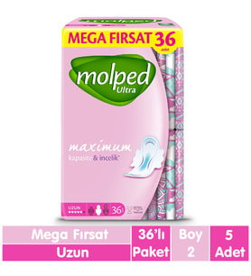 Molped Anatomik Uzun Ped Mega Fırsat 36x5 180 Adet