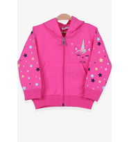 Breeze Kız Çocuk Hırka Kolları Desenli Baskılı 1-4 Yaş, Pembe