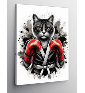 Kanvas Tablo Boksör Kedi Portresi