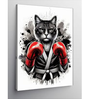 Kanvas Tablo Boksör Kedi Portresi