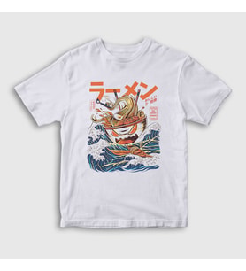Presmono Unisex Çocuk Beyaz The Great Ramen Off Kanagawa T-Shirt 467402tt