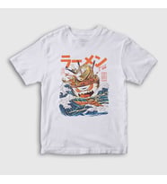 Presmono Unisex Çocuk Beyaz The Great Ramen Off Kanagawa T-Shirt 467402tt