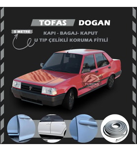 Tofaş Doğan Oto Araç Kapı Koruma Fitili 5metre Parlak Gri Renk