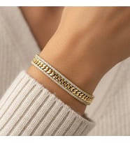 XUPİNG JEWELRY ORTASI BURGU İKİ ŞERİT ZİRKON TAŞLI BİLEKLİK