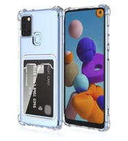 Teknomoda Samsung Galaxy A21s Kılıf Kartlıklı Anti Şok Korumalı Şeffaf Silikon Şeffaf Açık