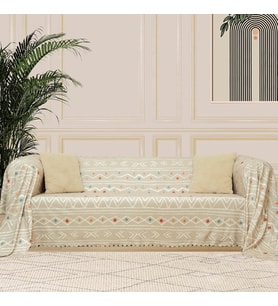 SoftMicro Etnik Desenli Boho 180x220 cm Koltuk Örtüsü Şalı, Kanepe Örtüsü, Tv Battaniyesi Camel