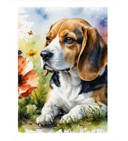Sevimli Köpek Ve Çiçek Mdf poster