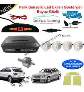 Park Sensörü Göstergeli Led Ekranlı Ses İkazlı Beyaz