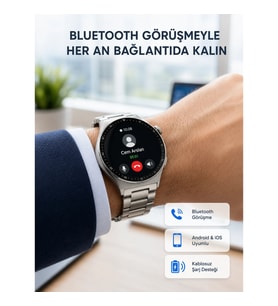 Mey İthalat® Akıllı Saat NFC – Bluetooth Arama ve Kablosuz Şarj Özellikli