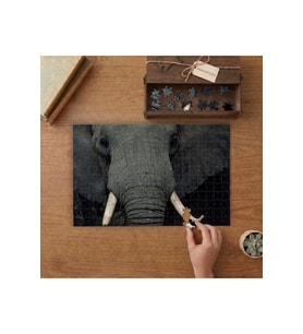 Yakın Çekim Fil Tasarımı 240 parça Ahşap Puzzle Ahşap Kutuda MP04994