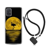 Samsung a71 A72 A73 A7 A9 2018 C7 C9 Kılıf Boyun Askılı Silikon Ay ve Flamingo 1775