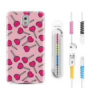 Samsung Note 3 4 5 8 9 20 Ultra 10 Lite Kılıf Kablo Koruma Spiral Silikon Heart Lollipop 1414
