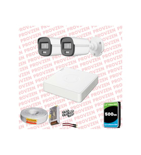 Provzen Hikvision ColorVu Full HD 2 Kameralı Gece Renkli Güvenlik Kamerası Olay Anında bildirim