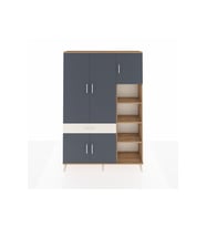 Arges Dolap 10 Raflı Tek Çekmeceli 5 Kapaklı 132x30x195 Çam-Antrasit/Aytaşı