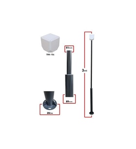 Trk 3 Metre 89X51x2mm  (+Trk-154 Küp İle Birlikte) Kamera Direk 7016 Düz Mat Antrasit Fırın Boyalı
