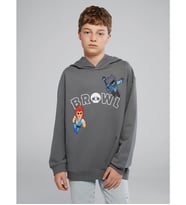 LCW Kids Gri Kapüşonlu Brawl Stars Baskılı Erkek Çocuk Sweatshirt