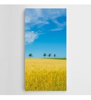 Ekinler Üzerinde Uzak Ağaçlar Panoramik Kanvas Tablo