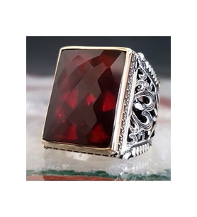 925 Ayar Gümüş Zirkon Taşlı Erkek Yüzük Model-2