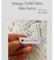 Nişan Etiketi, Nikah Etiketi, Kına Etiketi, Baskılı Delikli Etiket 2 X 7 Cm 90 ADET