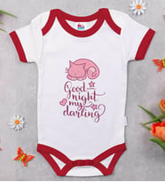 BK Kids Good Night My Darling Tasarımlı Kırmızı Bebek Body Zıbın-1