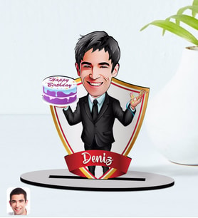 BK Gift Kişiye Özel İsimli Erkek Doğum Günü Karikatürlü Ahşap Biblo Model-2