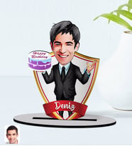 BK Gift Kişiye Özel İsimli Erkek Doğum Günü Karikatürlü Ahşap Biblo Model-2