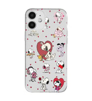 Iphone 12 Uyumlu Snoopy ve Kalp Tasarımlı Şeffaf Telefon Kılıfı